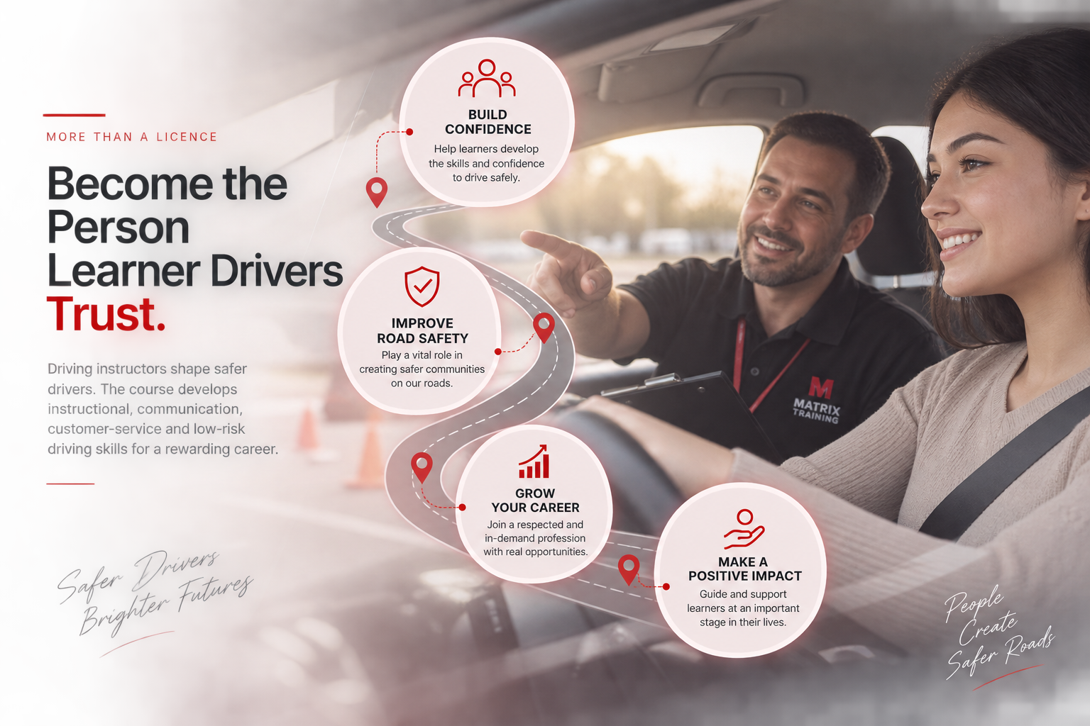 Matrix Training driving instructor career infographic
